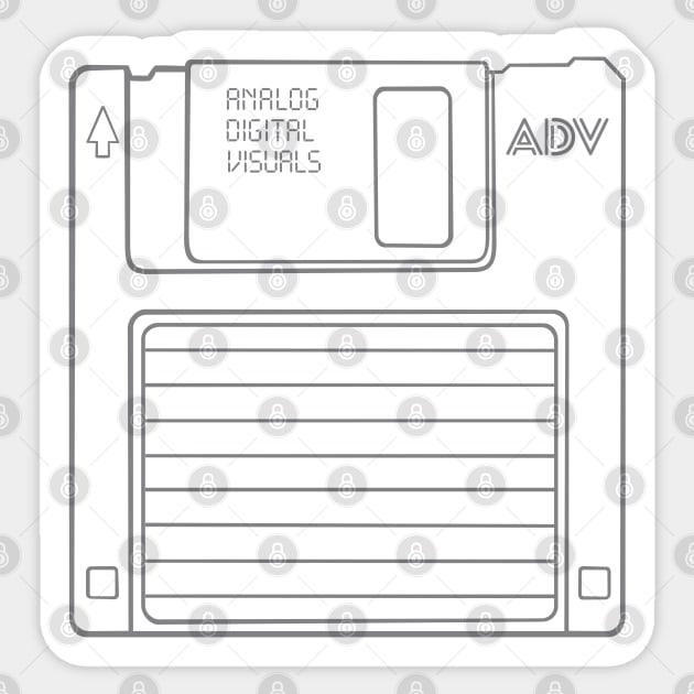 Floppy Disk (Gray Lines) Analog / Computer Sticker by Analog Digital Visuals